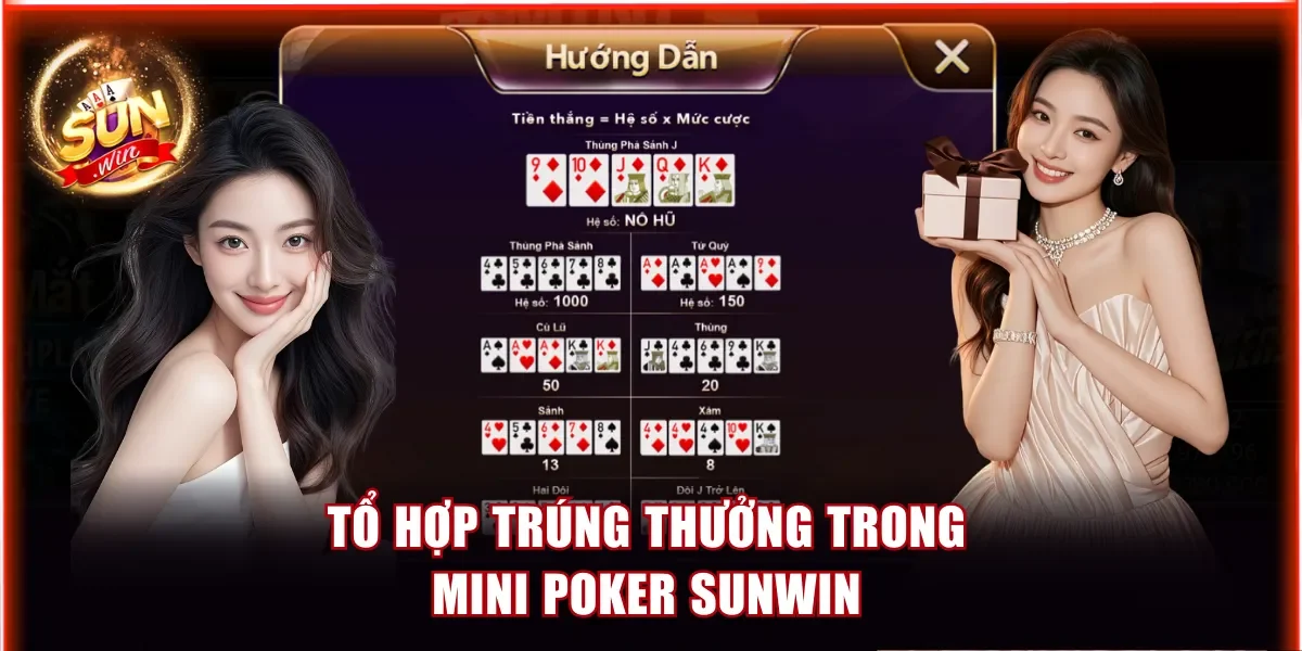 Tổ hợp trúng thưởng trong Mini Poker Sunwin