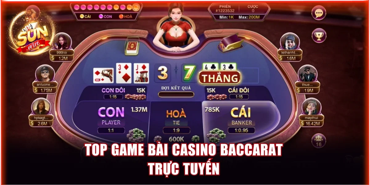 Top game bài casino Baccarat trực tuyến